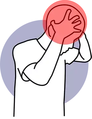 Illustration of a person experiencing headache symptoms